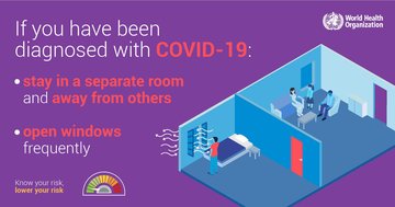 A banner that recommends actions to take if a person is diagnosed with COVID-19